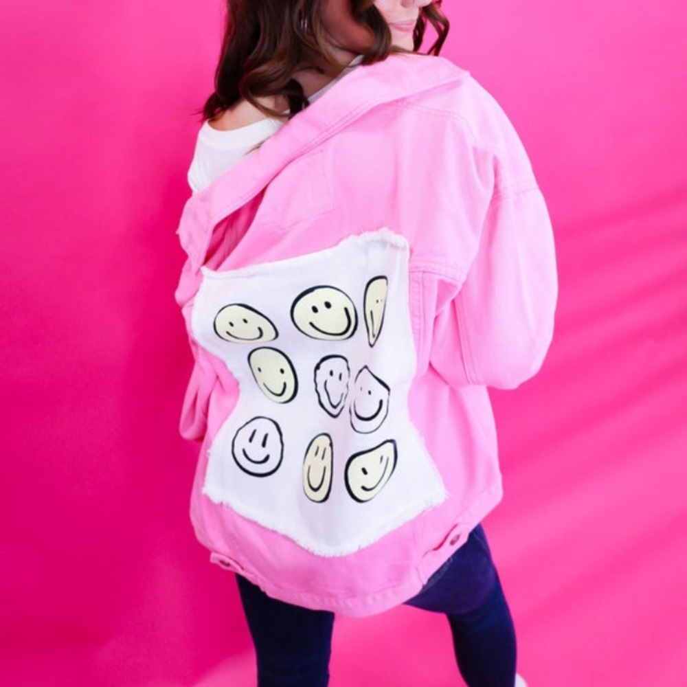 Oversized jean jacket pink